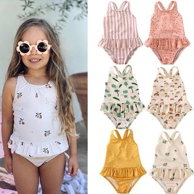 Costume da bagno intero da bambina con spalline e fantasia floreale - Carino Costume da bagno senza schiena per Estate e Primavera