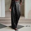 Women's Vintage Polka Dot Wide Leg Pants High Waist Loose Fit Casual Trousers with Pockets Suitable for Daily Wear and Office