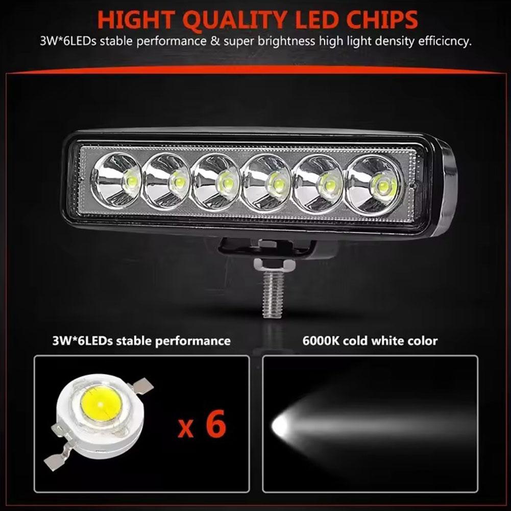 1/42Pcs 12V Car LED Light Bar 18W 6000K Super Bright Car LED Work Light Spot Light White Off Road Head Light Driving Lights