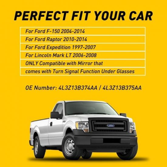 For Ford F-150 04-14 Dynamic LED Smoked Under Side Mirror Turn Signal Lights D