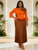 Miyake Plus Size 3D Floral Pleated Skirt Set for Women - Irregular Long Skirt