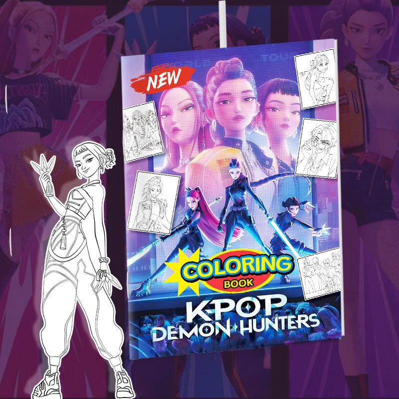 Page 56 Kpop Demon Hunters Anime Coloring Book, Cute Line Art Drawing Book for Kids, Ideal Gift for Fans