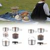 6 Pieces Camp Cookware Camping Mess Kit Portable Cooking Pot Pan Stainless Steel Frying