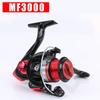 MF Spinning Reel, Black/Red, 5.5:1 Gear Ratio, Metal Line Cup, Freshwater/Saltwater, Long Cast Fishing Tackle