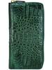 Green Crocodile Long Wallet for Men and Women, Authentic Crocodile Leather, Single Piece, Unparalleled Design, Round Zipper, Coin Purse, Card Slots,