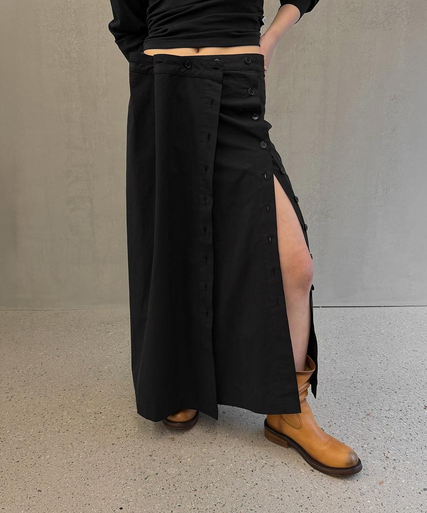 Tinsi Button Wrap Maxi Skirt