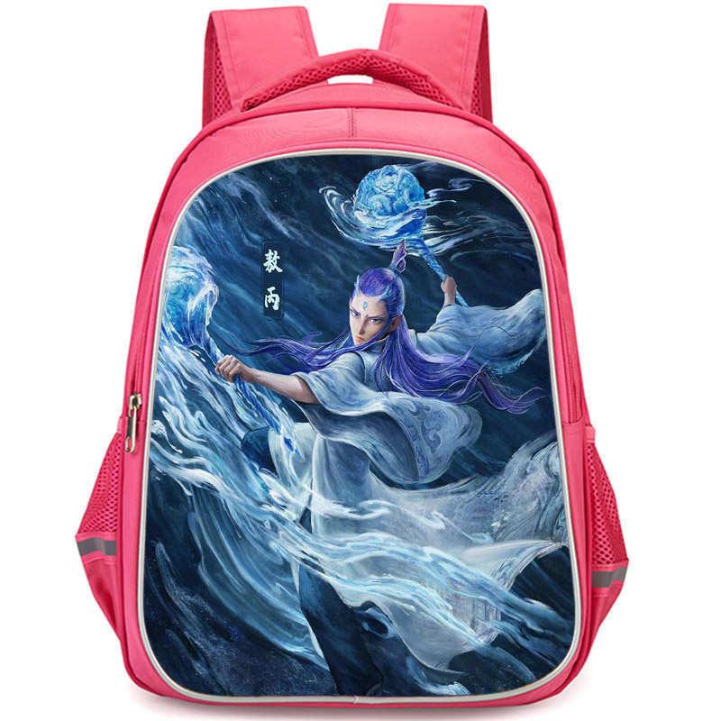Nezha 2 Mo Tong Nao Hai Ao Bing Girls School Backpack Lightweight Oxford Bookbag Large Capacity For Elementary Students