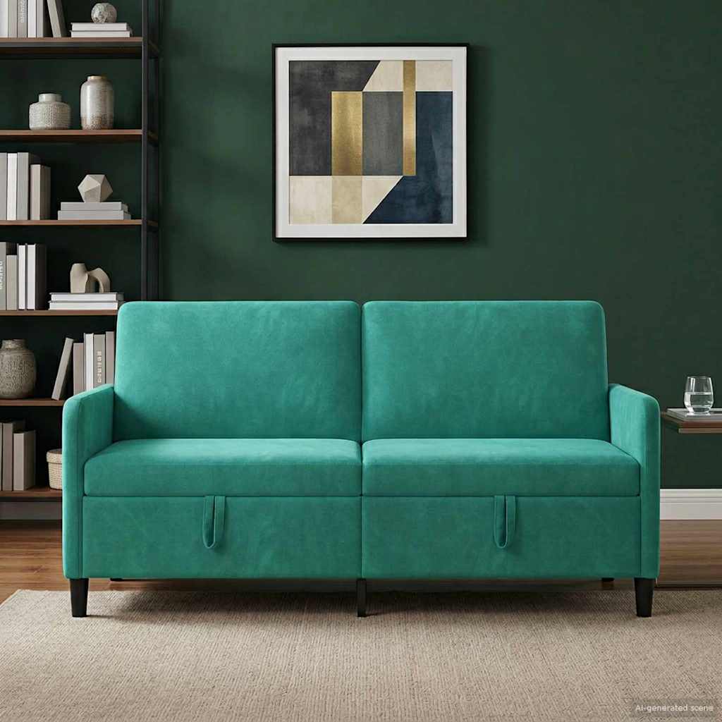 Turquoise Storage Sofa 172 X 78 X 87 Cm Polyester