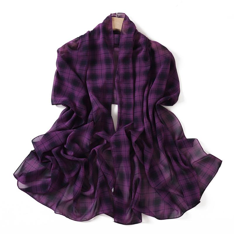 175*70CM New Plaid Print Islam Long Chiffon Scarf Wrapped Scarf Muslim Women's Hijabs Shawl Ramadan Female