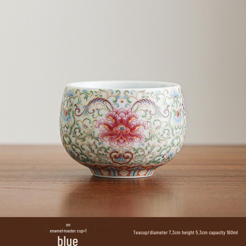 Elegant Ceramic Lotus Vine Teacup Set – Portable Outdoor Tea Gift for Women 160ml