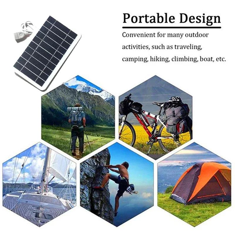 Solar Panel 2W With USB Outdoor Phone Charger Waterproof For Hiking And Camping Portable Solar Charging 5V Mobile Power Supply