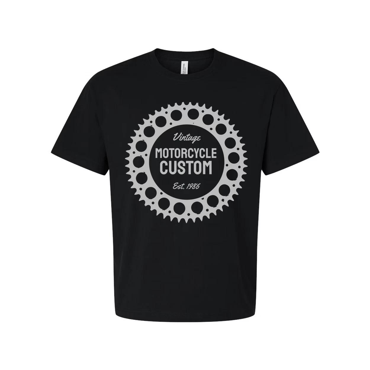 

Vintage Motorcycle Custom Gear Circle Graphic T Shirt For Unisex Casual Wear Eve 3XL