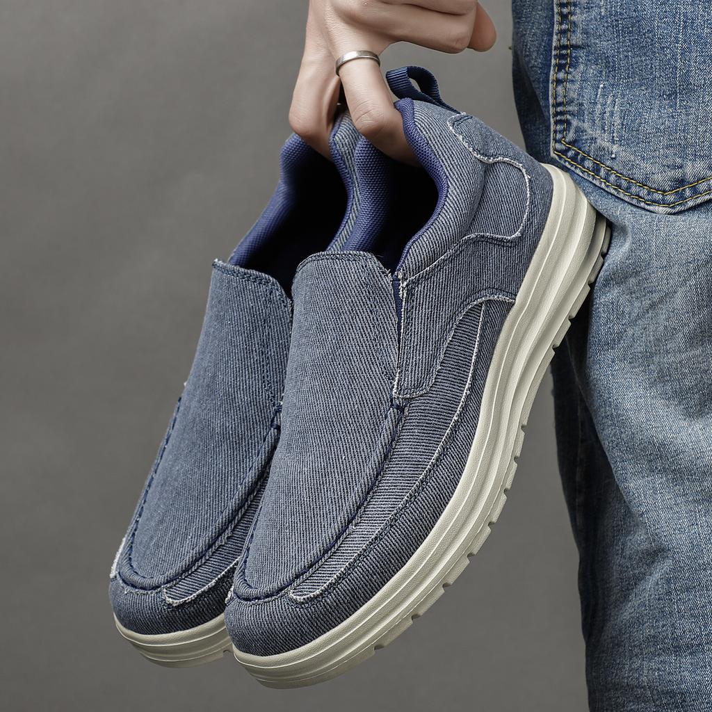 Men Casual Canvas Shoes Mens Loafers Breathable Slip On Flats Male Vulcanized Shoes Driving Shoes Walking Sneakres