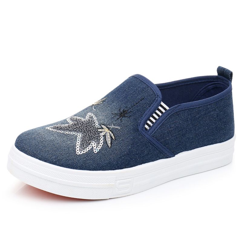 Cloth Shoes Women's Denim Canvas Shoes Summer Single Shoes Thick Soled Student Casual Shoes