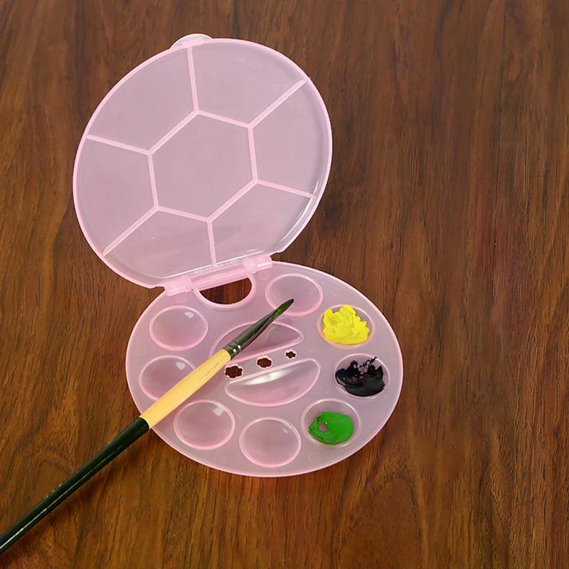 Nail Art Color Palette with Display Stand Plastic UV Gel Polish Holder DIY Drawing Paint Dish Manicure Tool