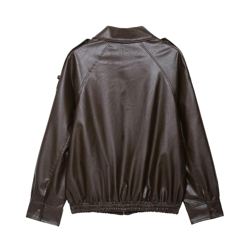 Europäische & Amerikanische Damen Kunstleder Fliegerjacke
