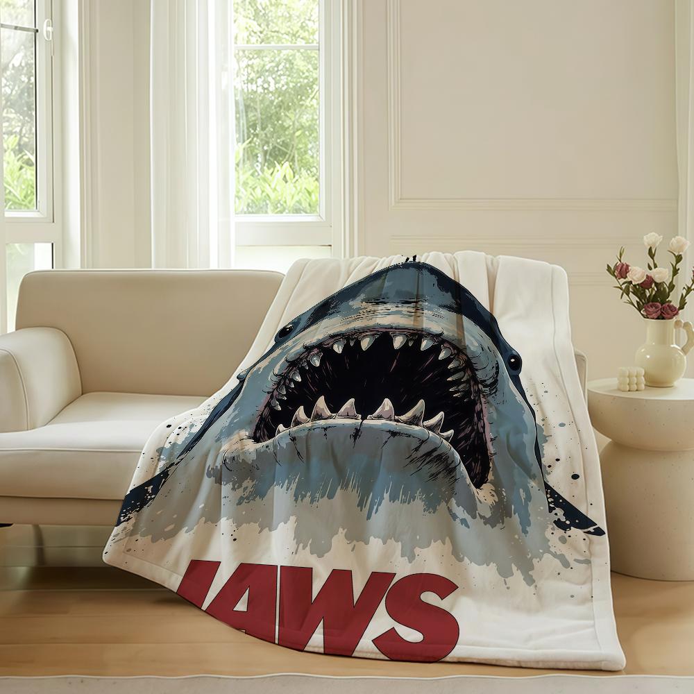 

Horror movie J-Jaws Blanket For Sofa Office Bed Plane Travel Sleep Read Relax Camping Soft And Warm 30x40in