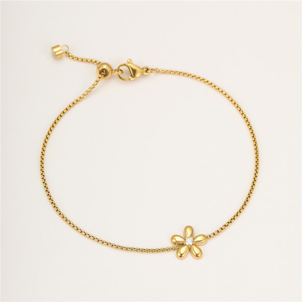 Popular New Products Flower Diamonds Fashion Light Luxury Stainless Steel Bracelet Versatile Simple Stacked Jewelry