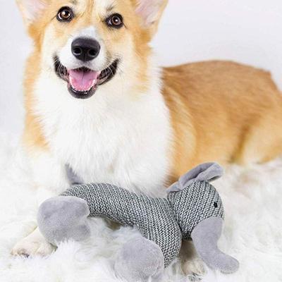 Yousheng 2Pcs Plush Dog Chew Toys Squeaky Stuffed Animals Dog Toy Linen Fabric Cute Animal Puppy Teething Toy for All Breeds Tug Fetch
