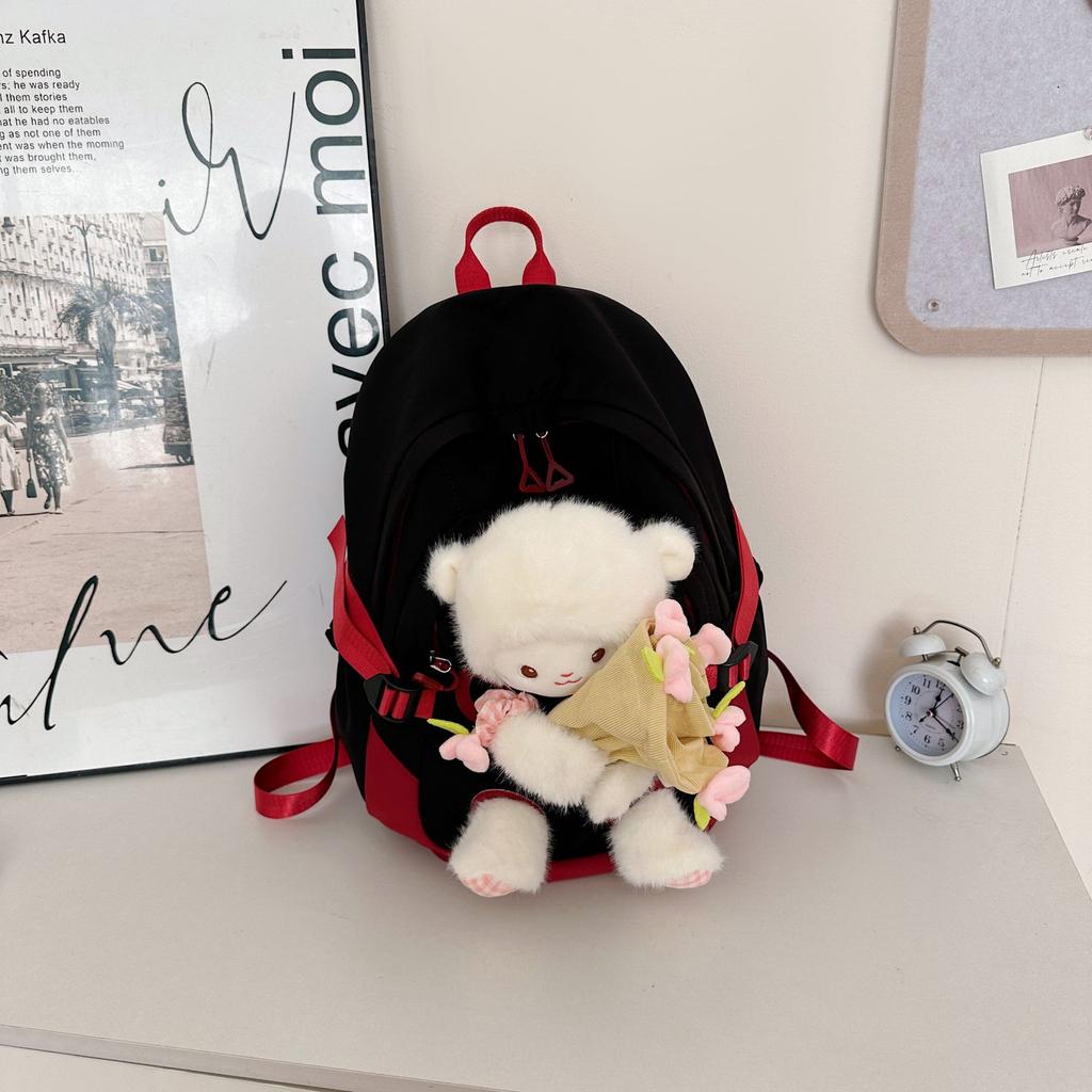 Schoolbag Cute Bear Schoolbag Plush Cartoon Doll Backpack Doll Girl Middle School High School Large Capacity Student Backpack
