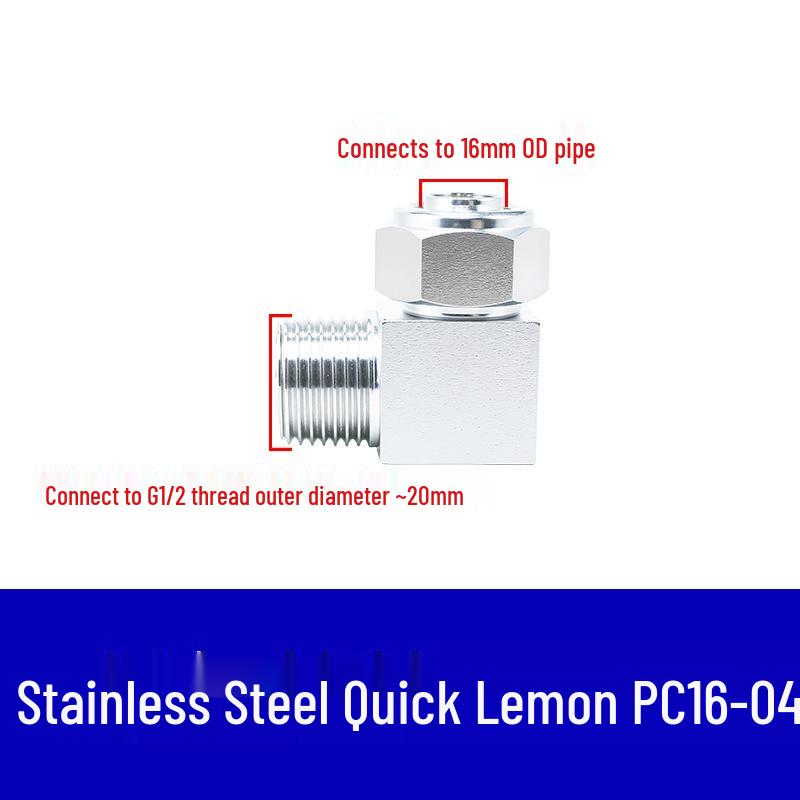 304 Stainless Steel Pneumatic Quick Connect Fitting for Air Hose and PTFE Tube, PC8-02.