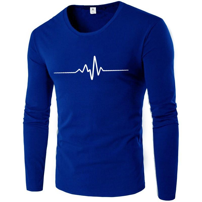 Men's Print T Shirt Long Sleeve Sweatshirt Round Neck Inner Thin Base Layer Top For Spring And Autumn Male Clothing