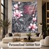 Floral Garden (333) Theme Wall Tapestry Customized With Name Text Personalized Hanging Tapestry For Bedroom Living Room Decor