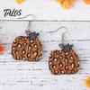 Autumn Seasonal Fashion Jewelry 1 Pair Fall Pumpkin Earrings, Acrylic Leopard Print Dangle Holiday Gifts for Women Drop Statement Thanksgiving