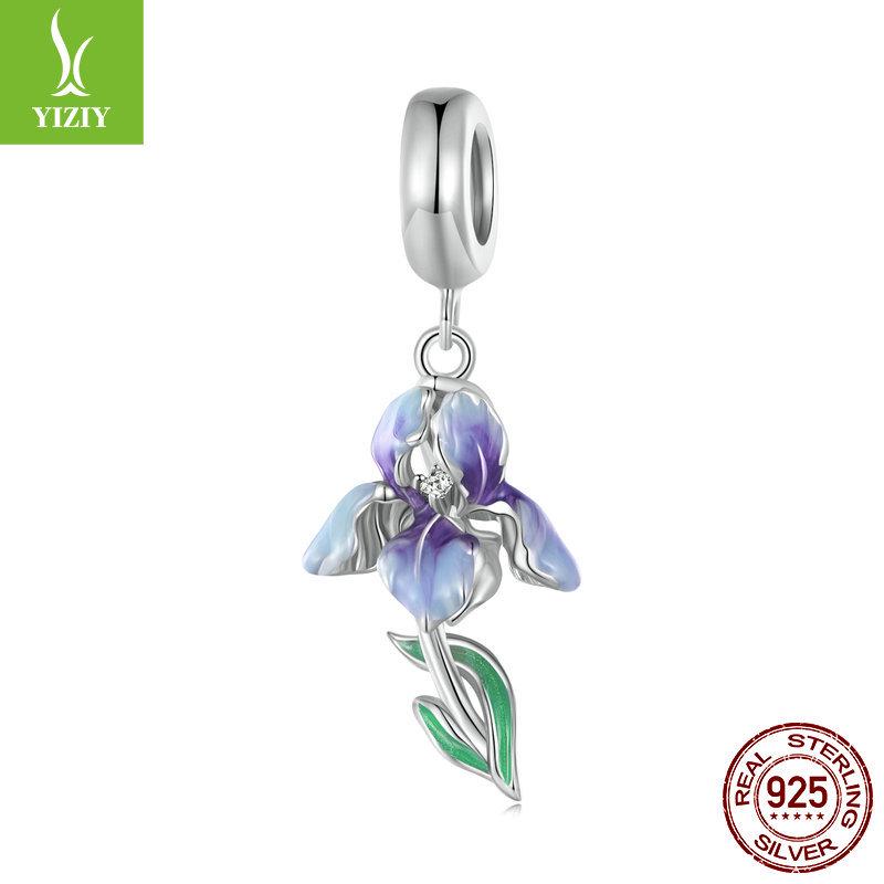 

Кулон с градиентом цвета серебристый ирис и бусины-цветы из стерлингового серебра S925 Height x Width: 28 x 10 mm, Hole Diameter: 4.5 mm