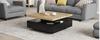 Multifunctional Square 360 Degrees Swiveling Coffee Drawer, High-Gloss 2-Tier Table and Storage Cabinet, Side Table, Natural Wood + Black
