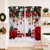 Christmas Pine Cone Red Berry Decorative Curtains Rod Pocket Polyester For Bedroom Living Room Woodland Home Decor
