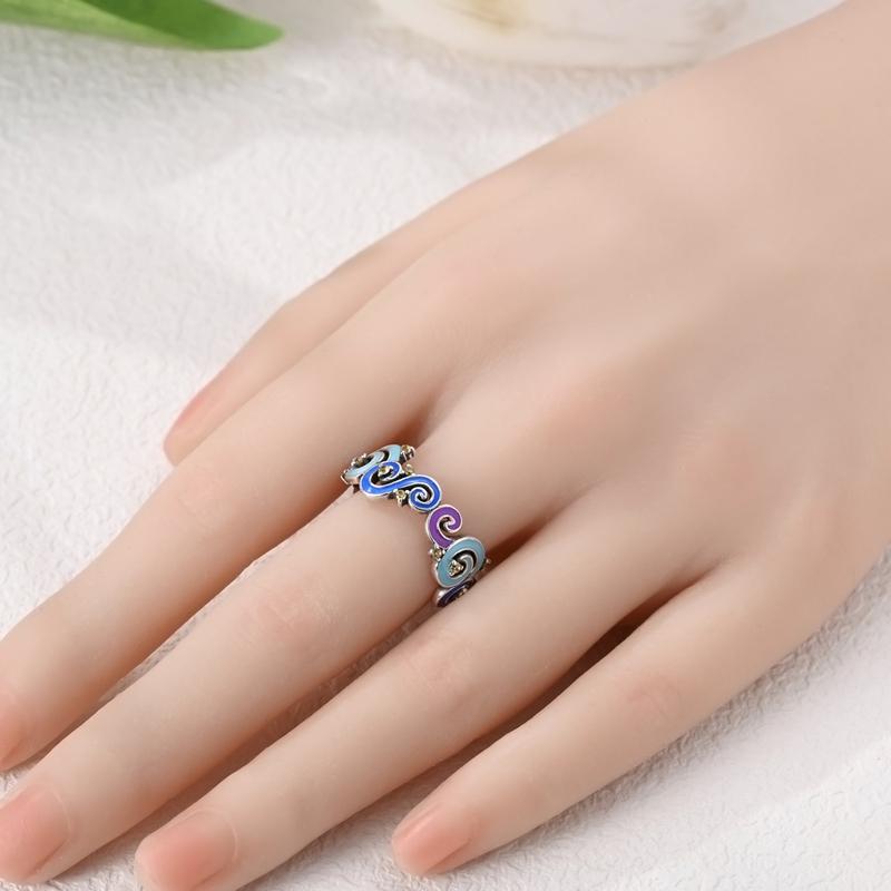 925 Sterling Silver Evil Eye Amulet Ring for Women Wedding Engagement Gifts Stackable Star Moon Heart Flower Ring