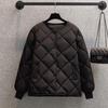 Kurze Daunen Baumwolljacke Damen Winter Leichtgewichtige Rautenform Freizeitjacke