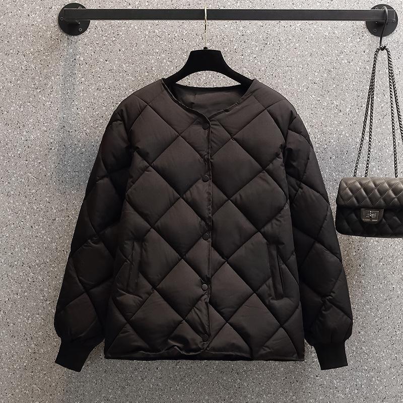 Kurze Daunen Baumwolljacke Damen Winter Leichtgewichtige Rautenform Freizeitjacke