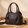 Women Soft Lychee Grain Leather Handbag Ruched Top Handle Purse Detachable Strap Casual Shoulder Crossbody Bag Daily Ladies Tote Bag