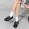 2025 Women Round Toe Chunky Heel Retro Style College British Leather Shoes Easy To Wear Flat Footwear Adults Female Loafers
