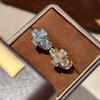 Vintage Old Money Wind French Heavy Industry Flash Pigeon Egg Ring Fashion Light Luxury Cross Diamond Ring Women
