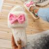 Fashion Sweet Bowknot Decor Plush Slippers for Women Winter Anti Slip Soft Sole Indoor Cotton Slides Woman Faux Fur Warm Home Slippers