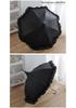 Lolita Pure White & Black Pagoda Umbrella - Fresh Style, Windproof Sun & Rain Umbrella with Curved Handle, Ideal for Weddings & Ceremonies