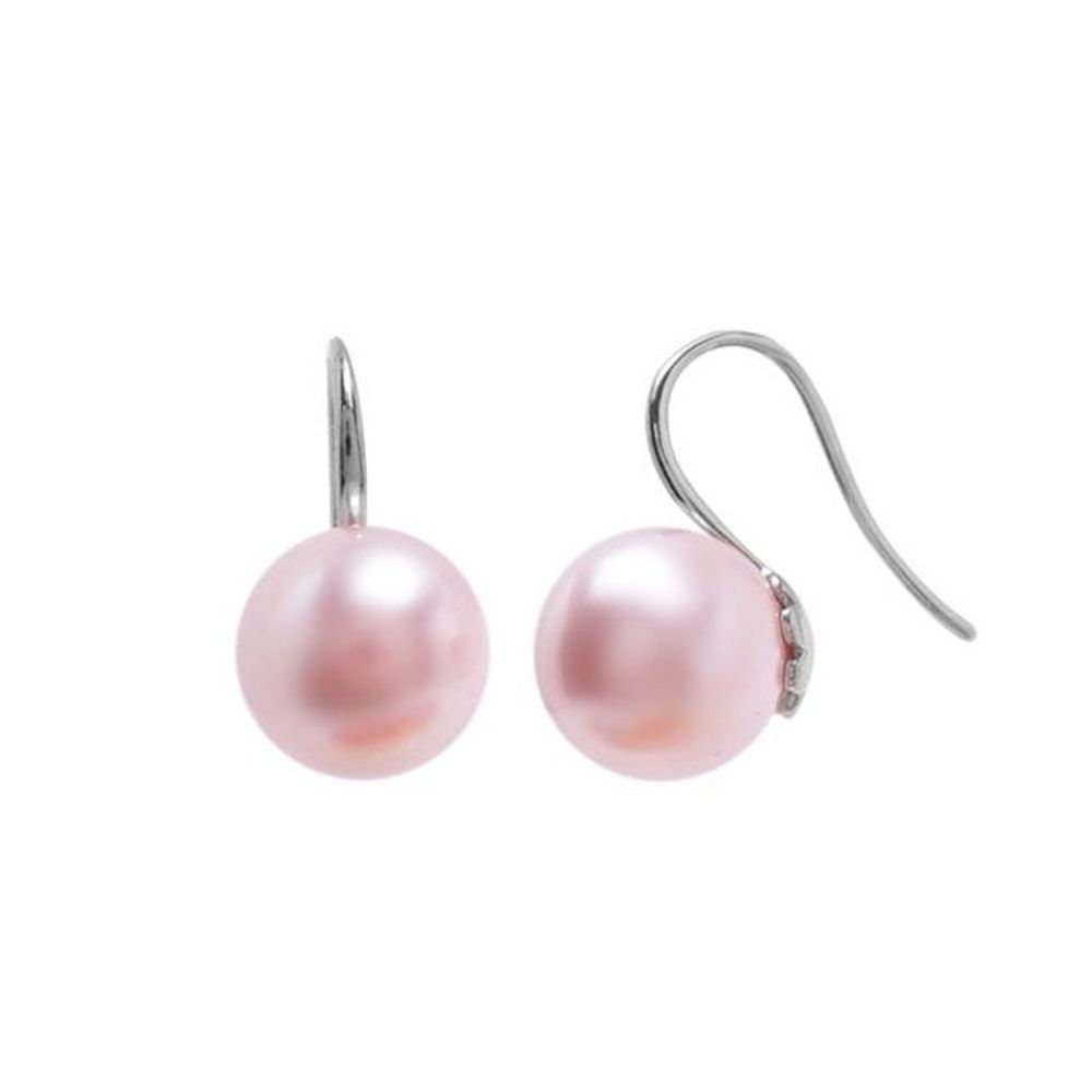 E501 10mm Rosaline Pearl Austrian Hoop Earrings