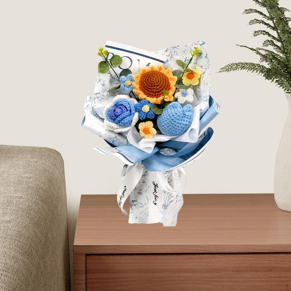 Completed Crochet Bouquet Ends Creative Artificial Flowers Hand for Festival Thanksgiving Party