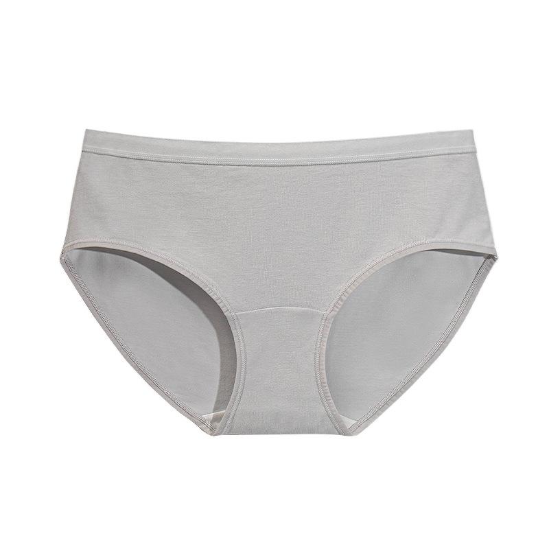 Plus Size Women's Summer Thin Pure Color Antibacterial Cotton Crotch Non Mark Middle Waist Triangle Briefs