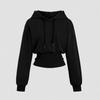 Fall Winter Cropped Hoodie Long Sleeve Ruched Hem Hooded Sweatshirt