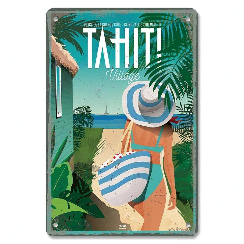 

Metal Tin Signs Travel City Girls Posters Plaque Monaco Rome Biarritz Venice Metal Poster Vintage Wall Art Bar Club 20x30cm