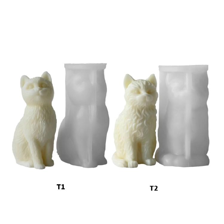 Silicone Crafting Mold Candle Moulds Resin Art Moulds Sitting Cats Shape Craft Molds Candle Making Molds for Hand-Making