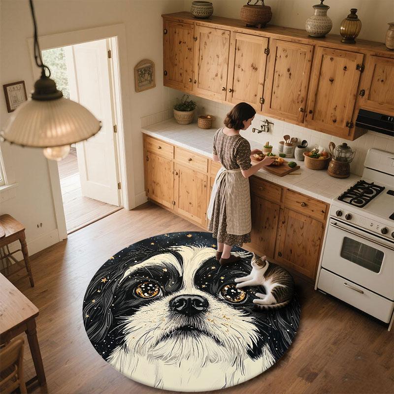 Shih Tzu Pattern Round rug,Carpet Rug for Living Room Bedroom Playroom ,Non-slip Floor Mat,Holiday Gifts and Birthday Gifts.