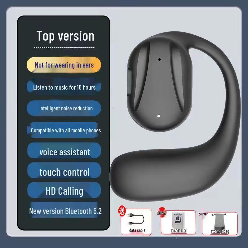 In-Ear Bone Conduction Wireless Bluetooth Headphones: Sweatproof, Ultra-Long Battery, for Running & Sports, Compatible with Apple & Android.