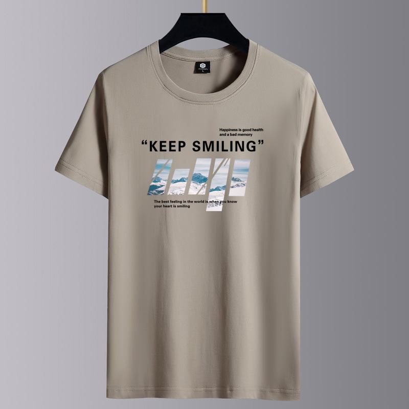 Keep Smiling Herren-T-Shirt, modisch, kurzärmelig, reine Baumwolle, lässiges T-Shirt, M-6XL