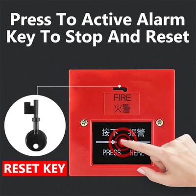 4 Zoll AC 220V Zugstation Manuelle Ruftaste Feueralarm Schulen Feueralarm 100dB Metall Brandmeldeanlage Interne Schlagalarmglocke