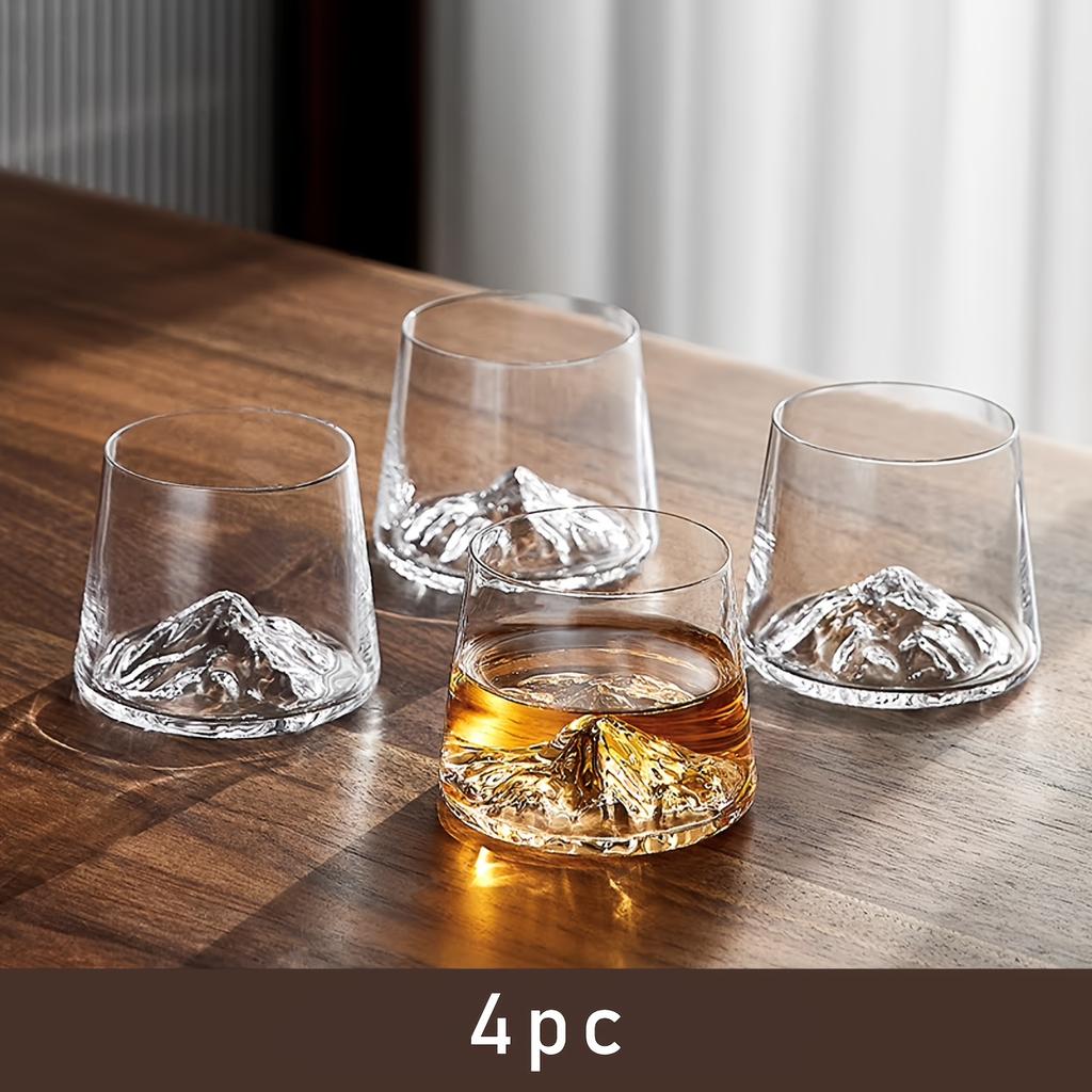 Japanese Fujiyama Mountain Glass Cup Vintage Ice Crystal Whiskey Tumbler Ins Style Water Cup